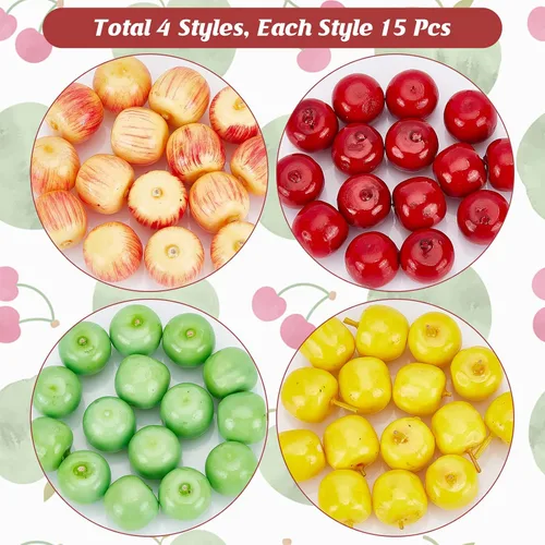 Vista 5 de CHGCRAFT 60 mini manzanas artificiales de frutas de espuma, manzana falsa para el hogar, cocina, fotografía, decoración de fiestas, 0.748-0.827 in
