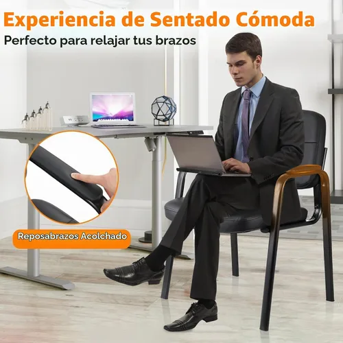 Vista 7 de CLATINA Silla de recepción de invitados, sillas de sala de conferencias, sillas de sala de espera con brazos acolchados, silla de escritorio sin