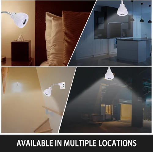 Vista 8 de Luz con sensor de movimiento enchufable, luz nocturna del atardecer al amanecer, salida de CA, lámpara de pared para escalera, luz LED inteligente