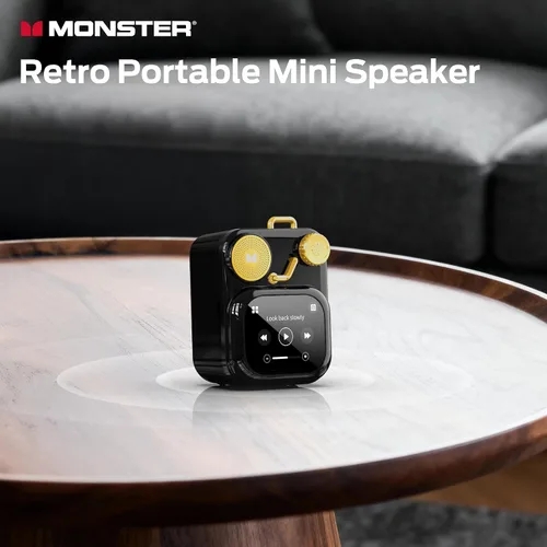 Vista 2 de Altavoces Bluetooth Monster S350, Altavoz Inalámbrico Portátil con Pantalla Táctil, Bluetooth 6.0, Altavoz de Regalo Retro con Mensaje y Alarma
