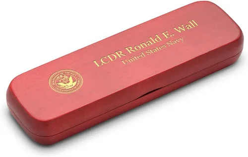 Vista 2 de Executive Gift Shoppe Juego de bolígrafo y caja doble con acabado de cereza personalizado de la Marina de EE. UU
