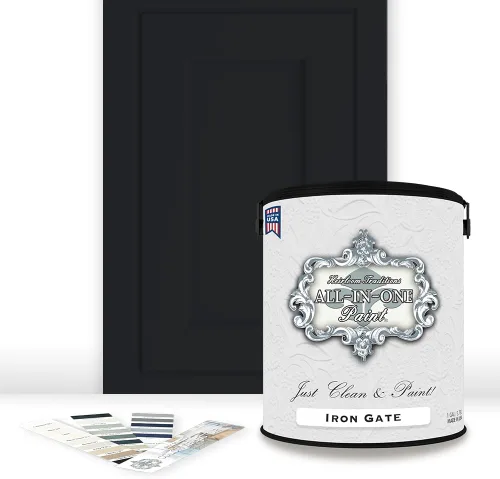 Vista 193 de Pintura TODO EN UNO, Abbey (gris cálido), Muestra de 8oz - Pintura duradera para gabinetes y muebles. Imprimación y capa superior incorporadas,