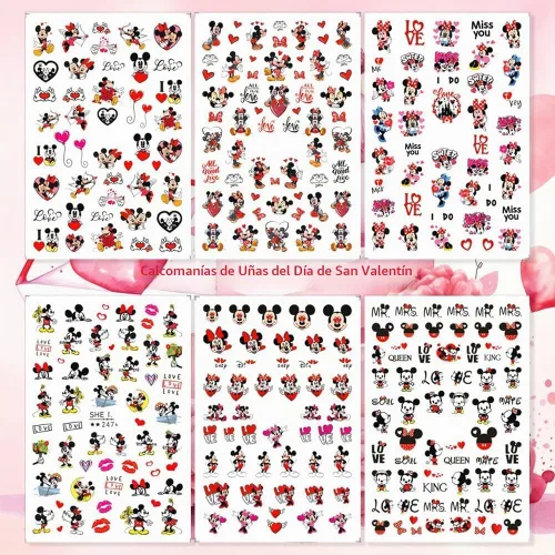 Vista 2 de Calcomanías de arte de uñas de San Valentín, calcomanías autoadhesivas 3D, diseño de corazón romántico, diseño de corazón romántico, calcomanías
