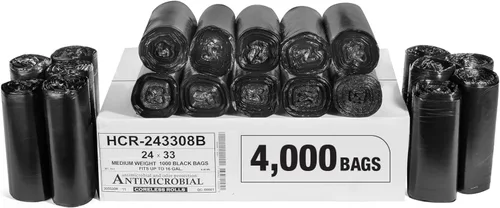 Vista 20 de Aluf Plastics Bolsas de basura de alta densidad, 10 galones, 4000 unidades, 6 micras (eq), 24 x 24 pulgadas, negras, para baño, oficina, industrial