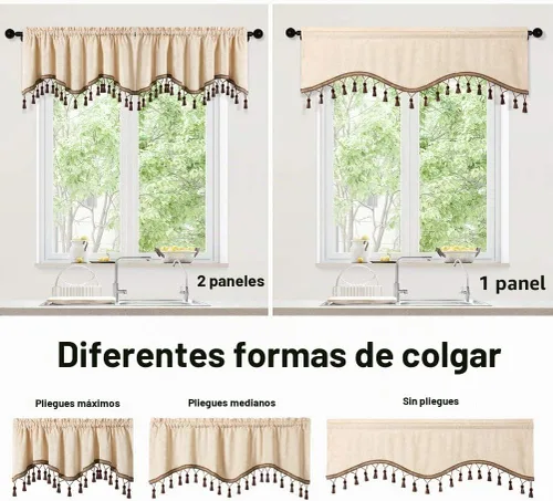 Vista 5 de Cortinas de doble cara de felpilla para cortina de cocina, cenefa para sala de estar
