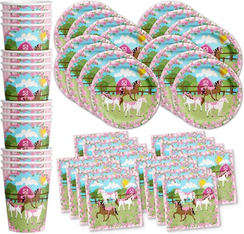 Vista 25 de Noah's Ark - Juego de suministros para fiesta de cumpleaños, platos, servilletas, vasos, vajilla para 16
