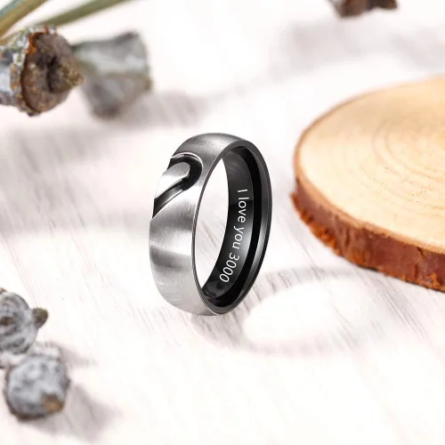 Vista 5 de OPALSTOCK - Juego de anillos de compromiso personalizados para parejas con corazón a juego para él y para ella