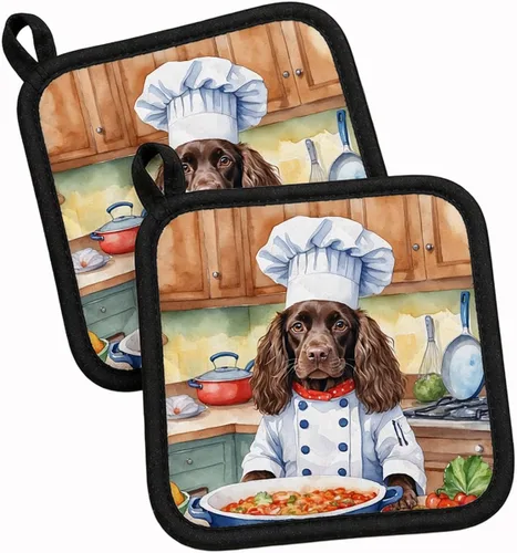 Vista 8 de Caroline's Treasures Coton de Tulear El Chef Par de Agarraderas de Ollas de Cocina Resistentes al Calor Juegos de Agarraderas de Ollas Almohadillas