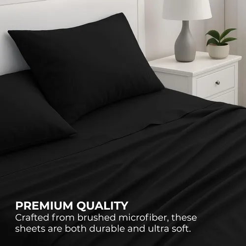 Vista 128 de Pure Bedding Juego de Sábanas Twin - Sábanas de Cama de Microfibra Ultra-Suave 1800 - Doble Cepillado - Bolsillos Profundos - Ajuste Fácil - Extra