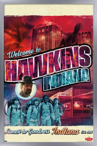 Vista 11 de Trends International Netflix Stranger Things - Póster de pared de Welcome to Hawkins Indiana, 22.4 pulgadas de largo x 14.7 W, versión enmarcada