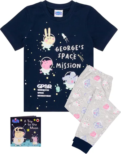 Vista 2 de Peppa Pig George Pyjamas Boys Girls Space T Shirt Trousers Pjs With Story Book