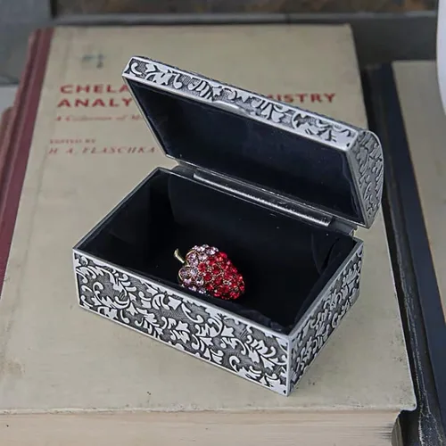 Vista 5 de Organizador de joyero para mujeres y niñas caja organizadora de collares caja de joyería de metal para anillos aretes joyería de almacenamiento