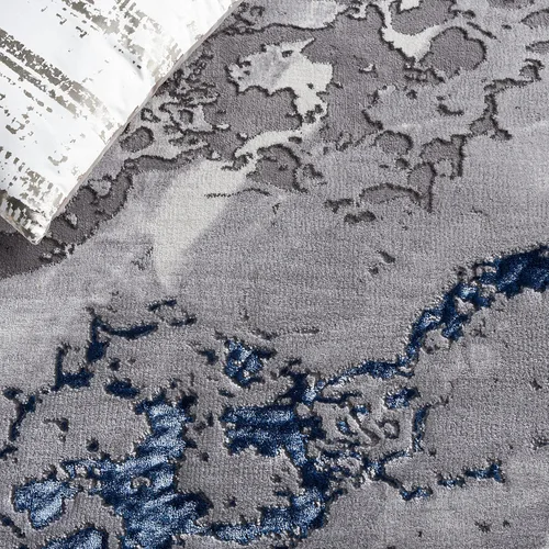 Vista 7 de SAFAVIEH Craft Collection - Alfombra para pasillo, 2 pies 3 pulgadas x 8 pies, gris y azul, diseño abstracto moderno, no desprende pelusa y de fácil