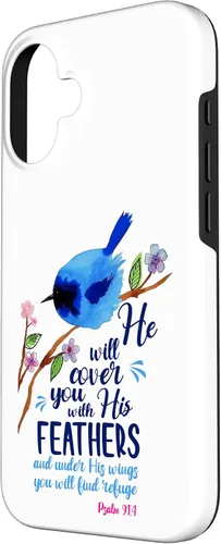 Vista 2 de iPhone 16 Él te cubrirá con sus plumas Salmo 91:4 Caso cristiano