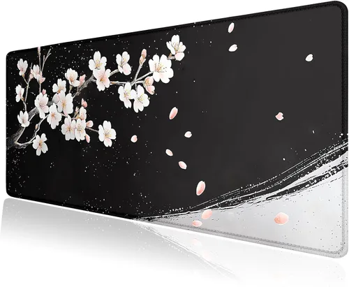 Vista 3 de Alfombrilla grande para mouse, tapete de escritorio para teclado de computadora, base de goma antideslizante, impermeable con bordes cosidos
