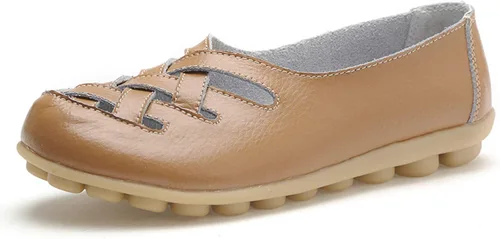 Vista 15 de VenusCelia Mocasines planos para caminar con nidos trenzados para mujer Beige