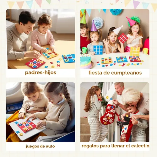 Vista 5 de JoyCat Tic Tac Toe Mini Juego de Mesa Juguete para Niños y Familia, Recuerdos de Fiesta de Cumpleaños, Bolsa de Golosinas, Divertida Actividad