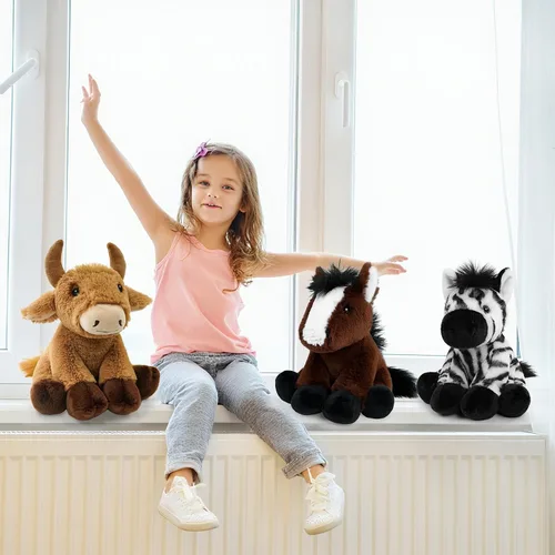 Vista 4 de Juguete de peluche de caballo, juguetes de peluche suaves para abrazar para niños, lindo regalo de animales de caballo para niños y niñas y juguete
