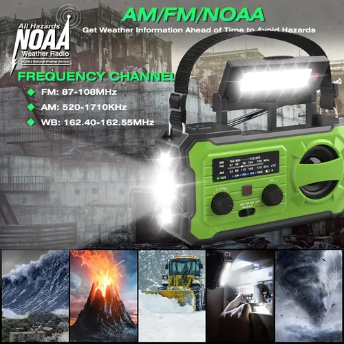 Vista 3 de NITIGO Radio meteorológica de emergencia, radios portátiles Am Fm para Verde-negro