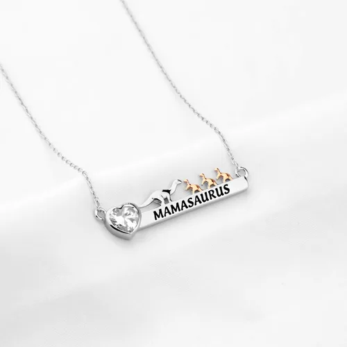 Vista 4 de CYTING - Collar de dinosaurio con circonita cúbica, diseño de dinosaurio