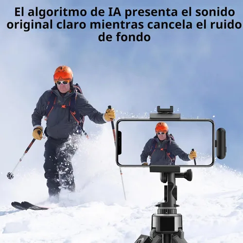Vista 2 de NPTCL Micrófono Lavalier inalámbrico para iPhone 17/16/15 - Mini micrófono con cancelación de ruido Ai USB C Clip en el micrófono de solapa