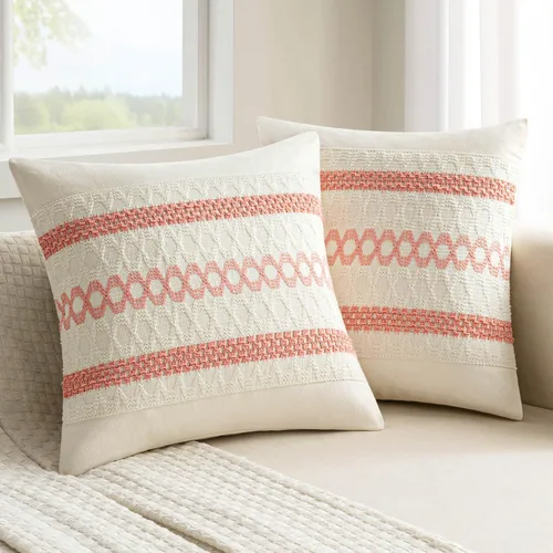 Vista 24 de MIULEE Fundas de almohada lumbares decorativas bohemias, cojín de algodón retro, tejido rustico de macramé para el hogar para cama, sofá, silla, Azul
