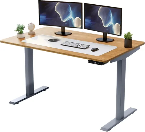 Vista 11 de Rise Up - Escritorio eléctrico de pie de altura ajustable de 24 a 49 pulgadas, doble motor, escritorio de pie grande de bambú de una pieza, 48 x 30