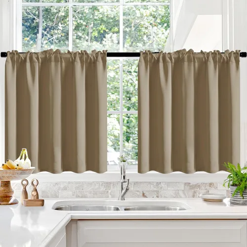 Vista 101 de Deconovo Cortinas opacas, aislamiento térmico, dobladillo para barra, reducción de ruido, certificado Oeko-TEX, cortinas de oscurecimiento