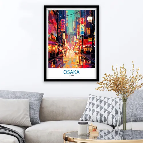 Vista 5 de Osaka Japón Viajes Impresión Osaka Decoración de pared Osaka Paisaje urbano Póster Japón Viajes Impresiones Osaka Impresión Arte Osaka Ilustración