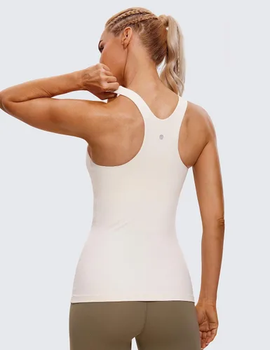Vista 2 de CRZ YOGA Butterluxe - Camiseta sin mangas de cuello alto con espalda cruzada para mujer, con brasier integrado, para entrenamiento, yoga, atlética