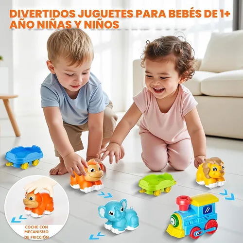 Vista 2 de Juego de tren para niños pequeños con vapor, música y luces - Juguete de tren eléctrico para niños con accesorios de vías, incluye 3 vagones
