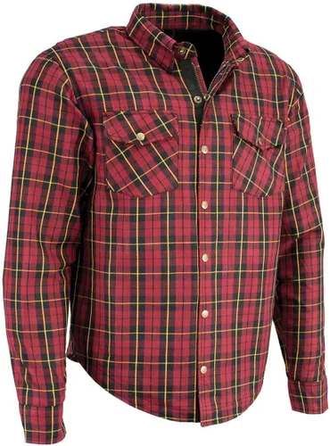 Vista 11 de Milwaukee Leather Camisa de montar de franela blindada a cuadros para hombre con refuerzo de fibra de aramida y armadura extraíble CE - S