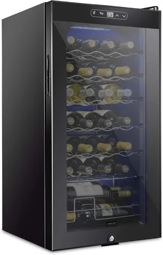 Vista 17 de Schmecke - Refrigerador de vino con compresor de 34 botellas con cerradura Gran bodega independiente Refrigerador de vino digital 41f-64f