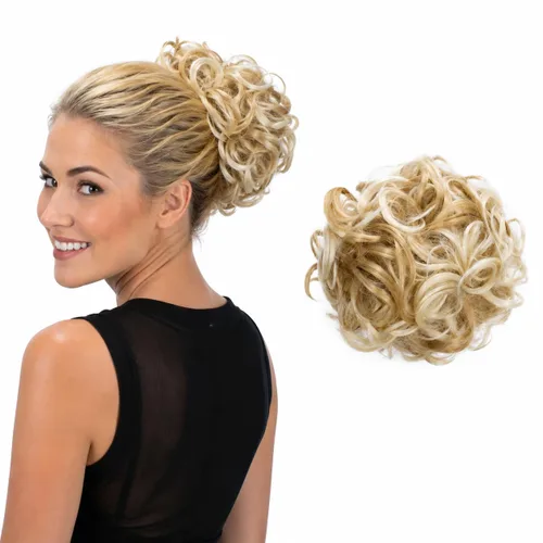 Vista 17 de CAISHA Moño Hairpiece Cola de caballo Topknot Hepburn-Bun Scrunchie Updo Ash Brown Light Blonde Mix HK124 mezcla rubio claro marrón ceniza #18TH613A