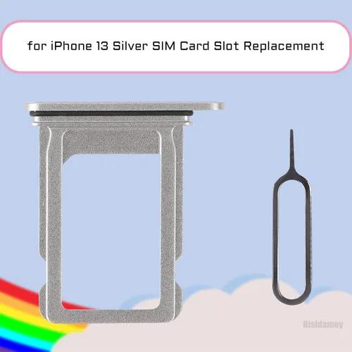 Vista 2 de Para iPhone 13 Plata SIM Ranura Reemplazo Solo SIM Versión Tarjeta Bandeja Soporte Adaptador con Anillo de Goma Impermeable Herramienta