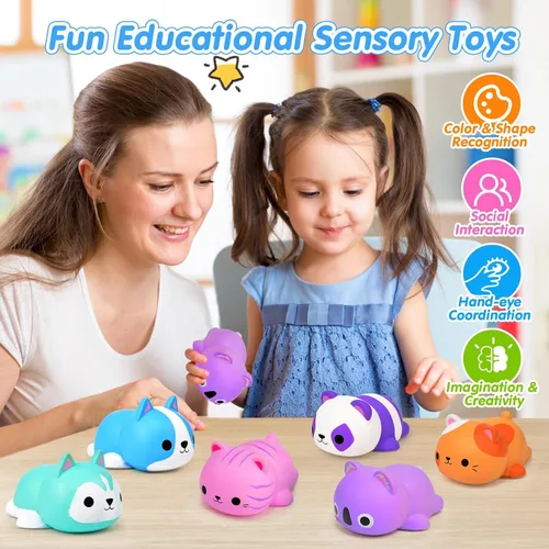 Vista 6 de Pelotas de Estrés de Gato Squishies para Adultos y Niños: 6 piezas de Juguetes Sensoriales Jumbo Animal Squishies de Levantamiento Lento
