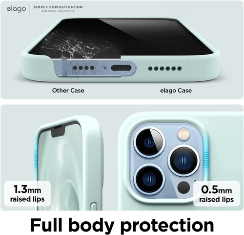 Vista 5 de elago Funda de Silicona Líquida Compatible con Funda iPhone 13 Pro Max (6.7 pulgadas), Protección de Cámara con Pantalla Completa, Microfibra Suave