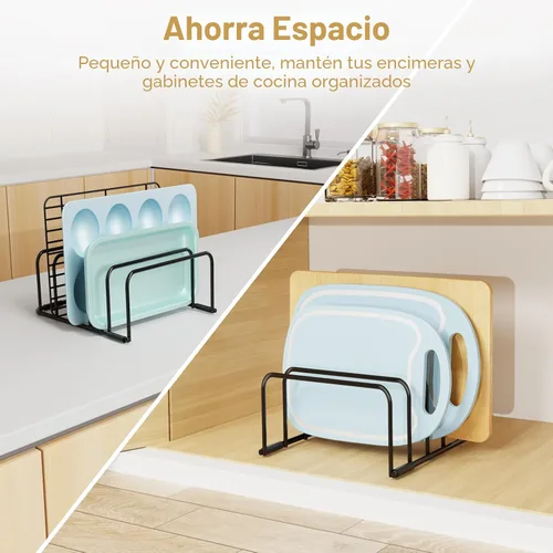 Vista 2 de Fikoksol Organizador de Tablas de Cortar y Estante para Bandejas de Hornear, [Paquete de 1] Organizador de Bandejas para Galletas de Metal