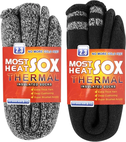 Vista 24 de Calcetines térmicos para hombre, calcetines de invierno cálidos para clima frío con temperaturas extremas A1-azul (2 pares)