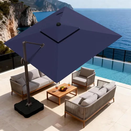 Vista 21 de Sombrilla de 10 x 13 pies para exteriores, sombrilla grande rectangular con viga voladiza, resistente, con rotación de 360°, sombrilla con Beige
