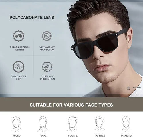 Vista 2 de DEMIKOS Gafas de sol polarizadas para hombre, lentes de espejo retro de moda para conducir, pescar, protección UV400