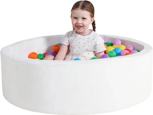 Vista 14 de TRENDBOX Piscina de pelotas de espuma para niños pequeños, 35x11 pulgadas, piscina de bolas suave para bebés con cubierta de terciopelo lavable