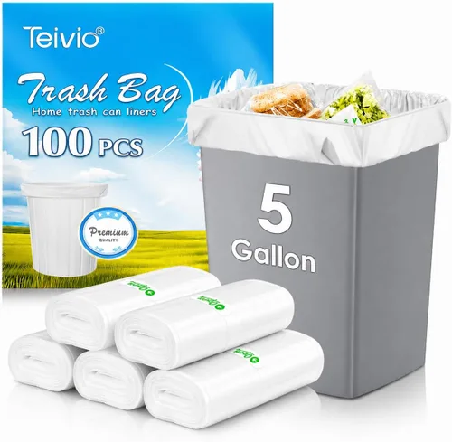 Vista 27 de Bolsas de basura medianas de 10 galones, 40 unidades, bolsas altas de basura para cocina de Teivio, 9 galones 10 galones 11 galones, forros