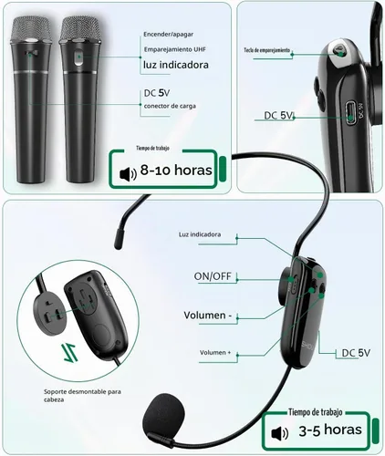 Vista 7 de SHIDU Amplificador de voz inalámbrico de 40W para profesores con micrófonos