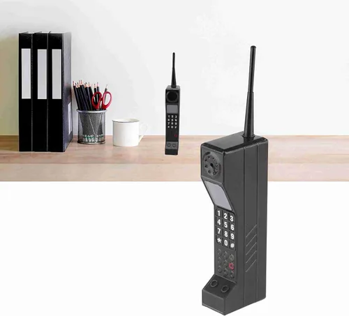 Vista 7 de Estink Metal Retro Brick Phone Model Prop para película y decoración del hogar Iron 80s Vintage teléfono celular réplica, equipo de estudio