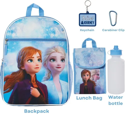 Vista 2 de Fast Forward Juego de mochila para niños, 16 pulgadas con bolsa de almuerzo y botella de agua