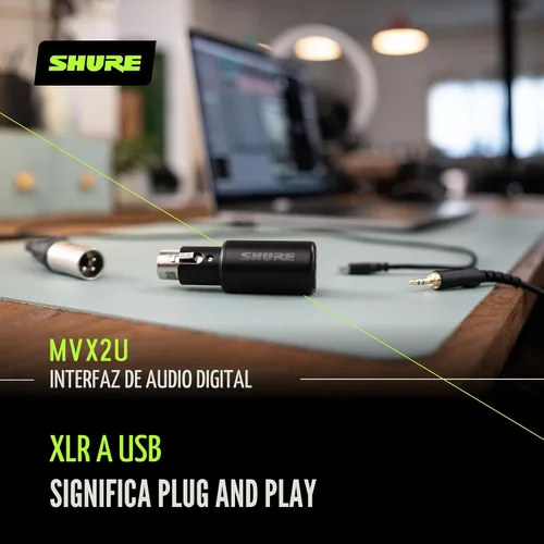 Vista 3 de Shure MVX2U - Interfaz XLR a USB con conector para auriculares, ganancia de 60 dB, monitoreo de latencia cero, alimentación fantasma de 48 V