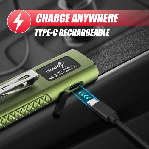 Vista 6 de ULTRAFIRE Linterna EDC S3 de 1200 lúmenes, luz de bolsillo plano 3 en 1 Verde