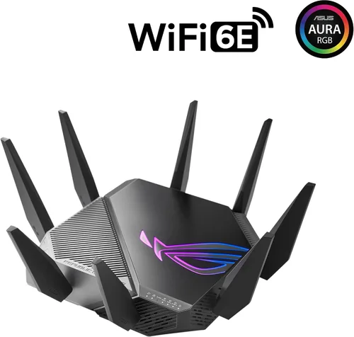 Vista 7 de ASUS ROG RAPTURE WIFI 6E enrutador de juegos (GT-AXE11000) - Tri-Band 10 Gigabit Wireless Router, primera banda de 6 GHz del mundo para canales más