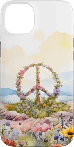 Vista 15 de Floral Peace Sign Watercolor Case for iPhone 17
